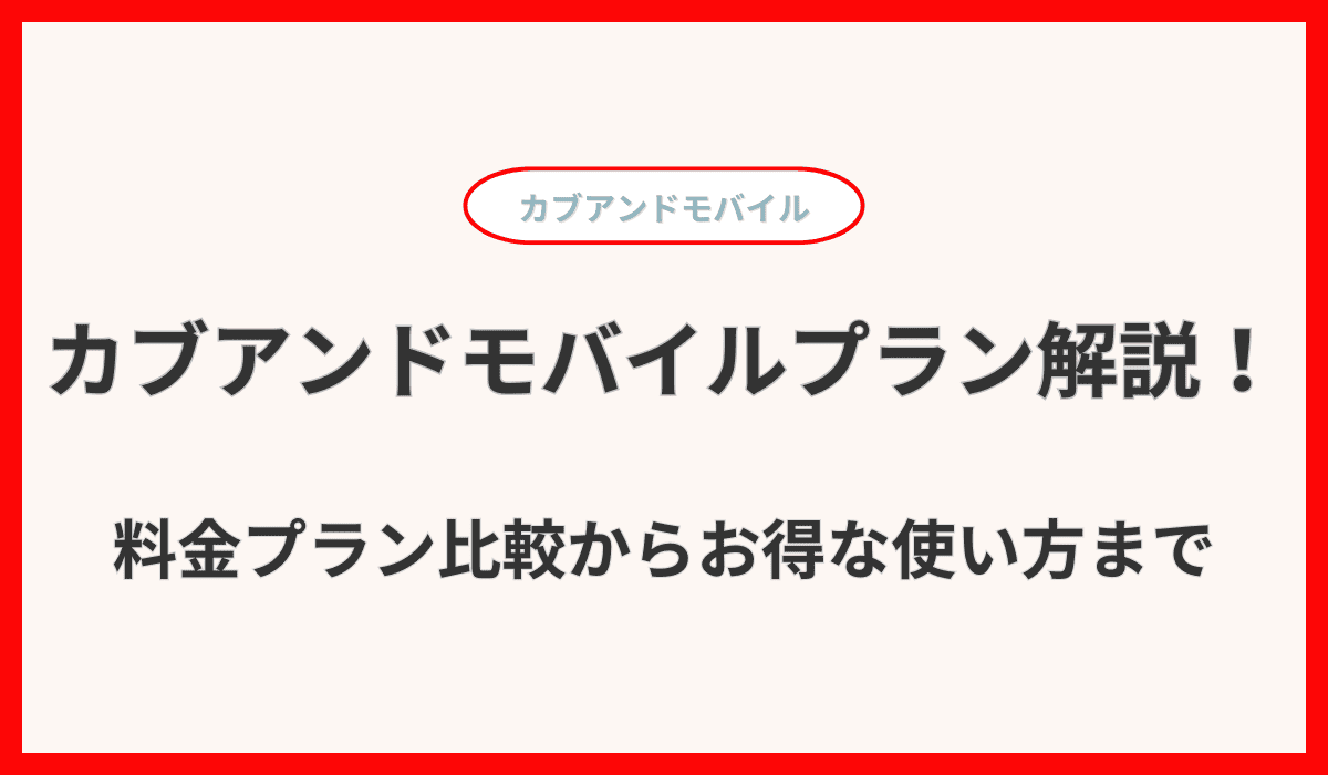 カブアンドモバイルプラン徹底解説！料金プラン比較からお得な使い方まで